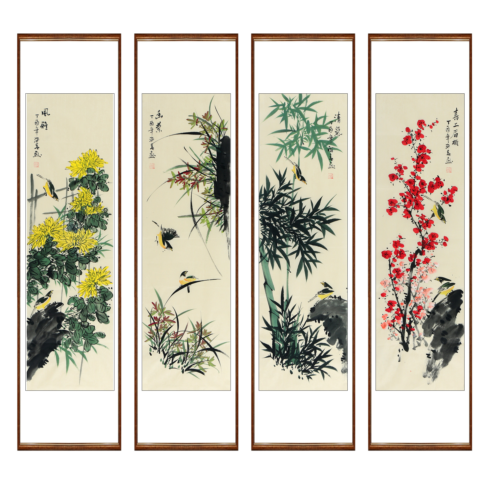 闫海春《花鸟四条屏》