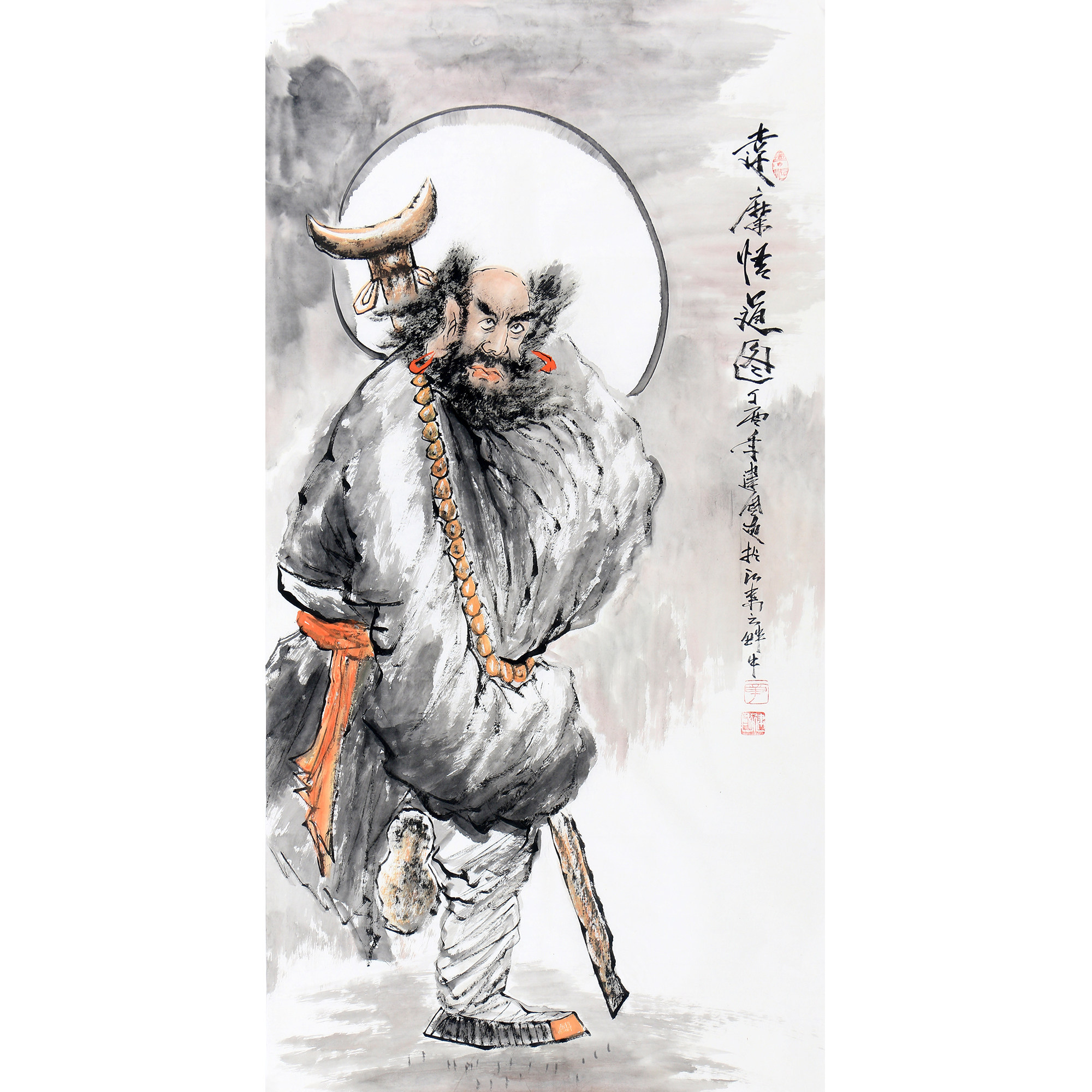 【直供周】章建国《达摩悟道图》