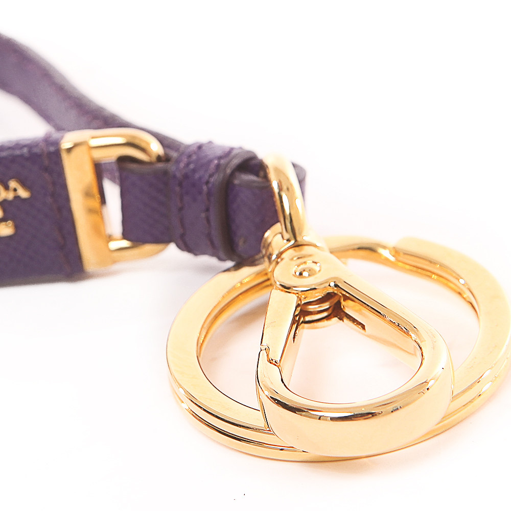 【95新】prada 紫色 saffiano皮革 钥匙扣 无身份卡