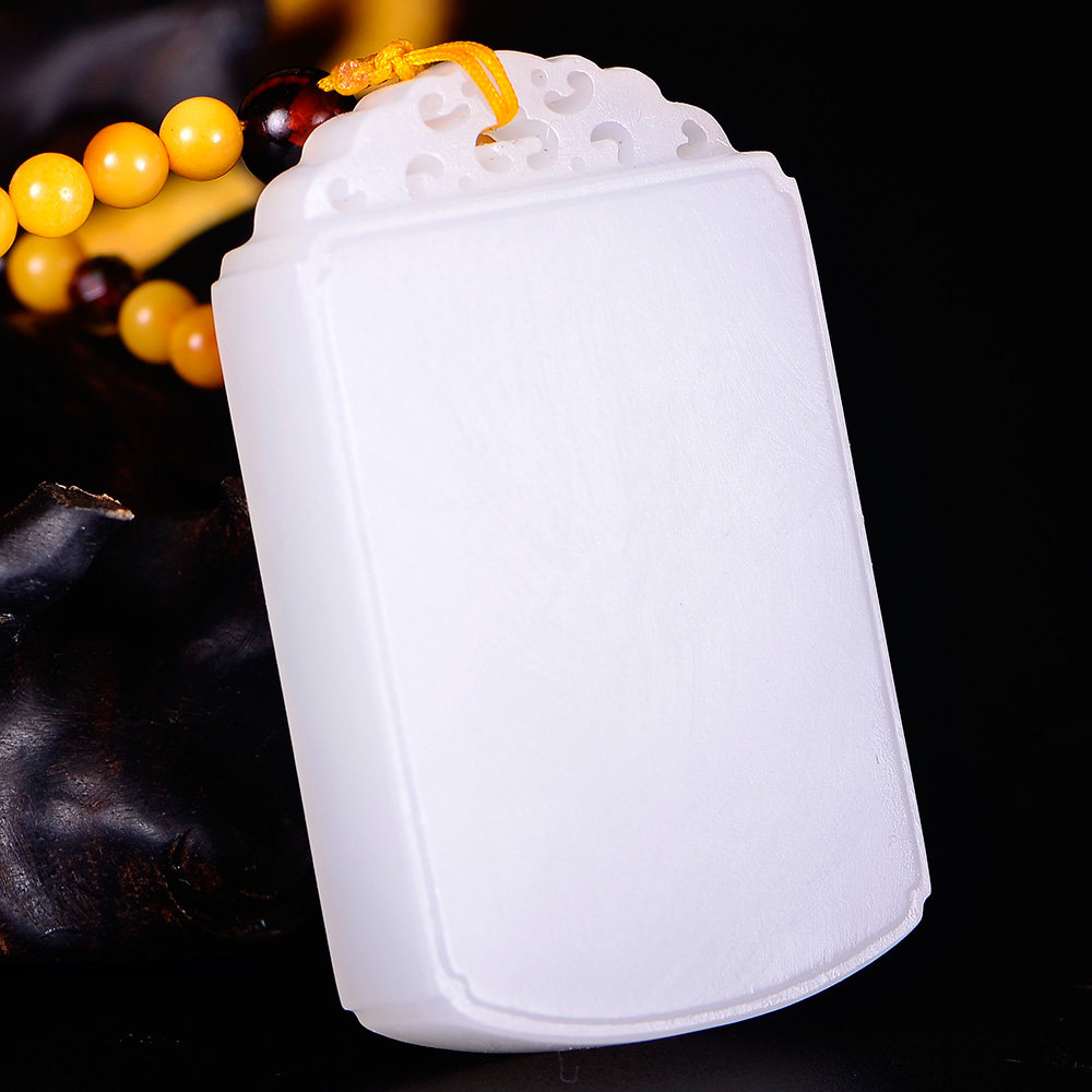 国家级玉雕大师【陶虎】工作室作品 和田玉羊脂白玉平安无事牌