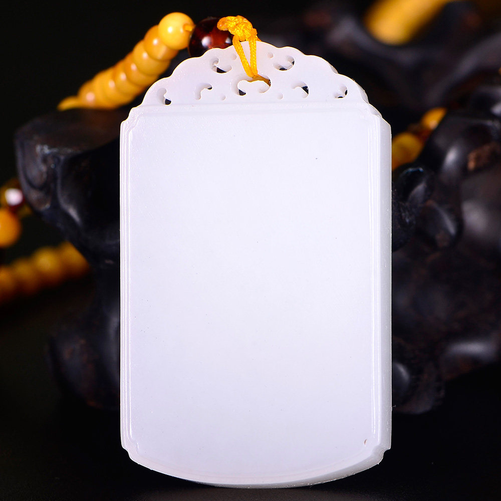 国家级玉雕大师【陶虎】工作室作品 和田玉羊脂白玉平安无事牌