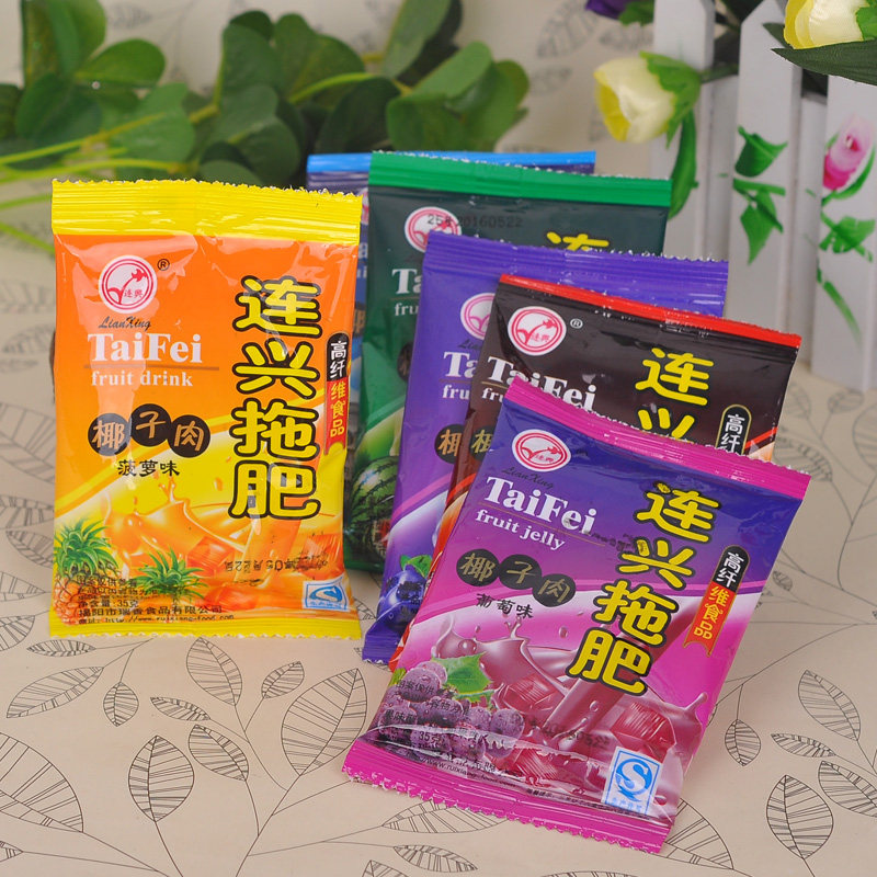 35g*20袋连兴拖肥王椰子肉雪碧蓝莓草莓多种口味休闲小零食品