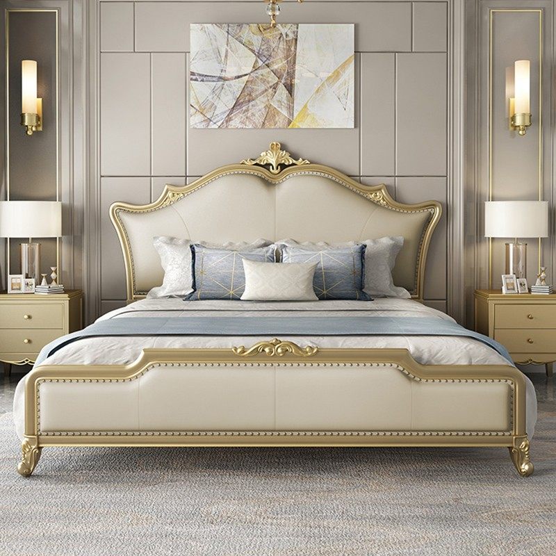 欧式床全实木真皮