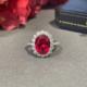 培育高碳钻戒指女s925纯银满钻饰品彩宝红宝石红碧玺达5克拉指环