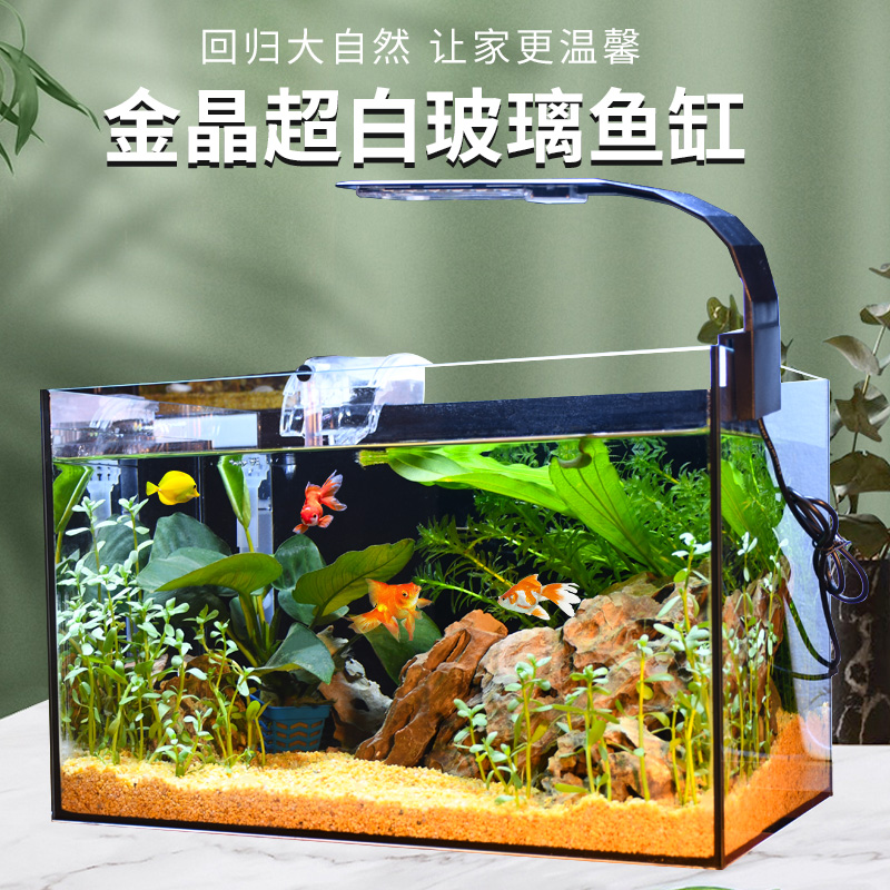金晶超白玻璃鱼缸高端黑背生态水草缸小型家用桌面金鱼缸溪流缸斗