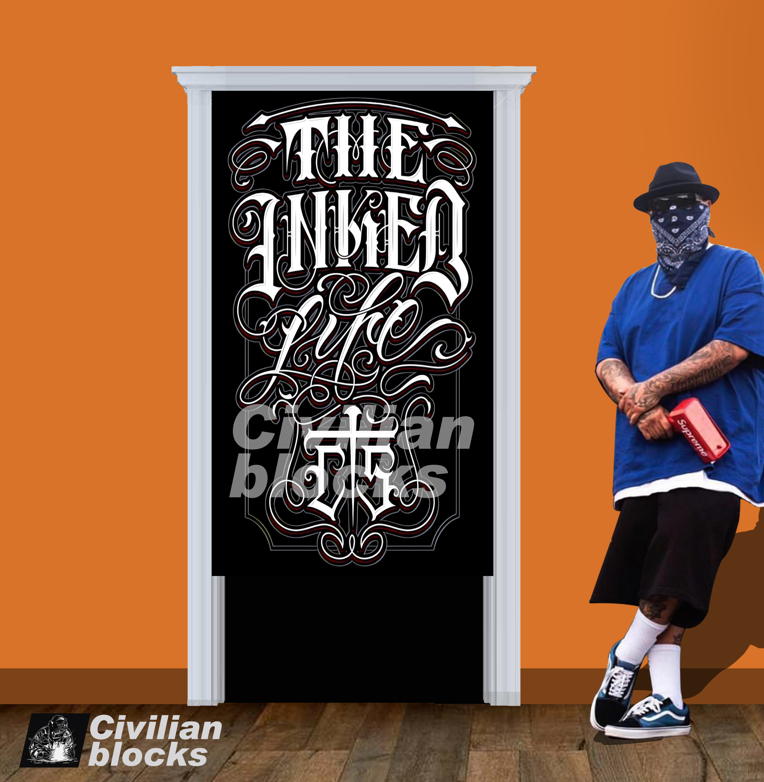 卡诺欧美美西海岸花体字oldschool匪帮硬核嘻哈门帘