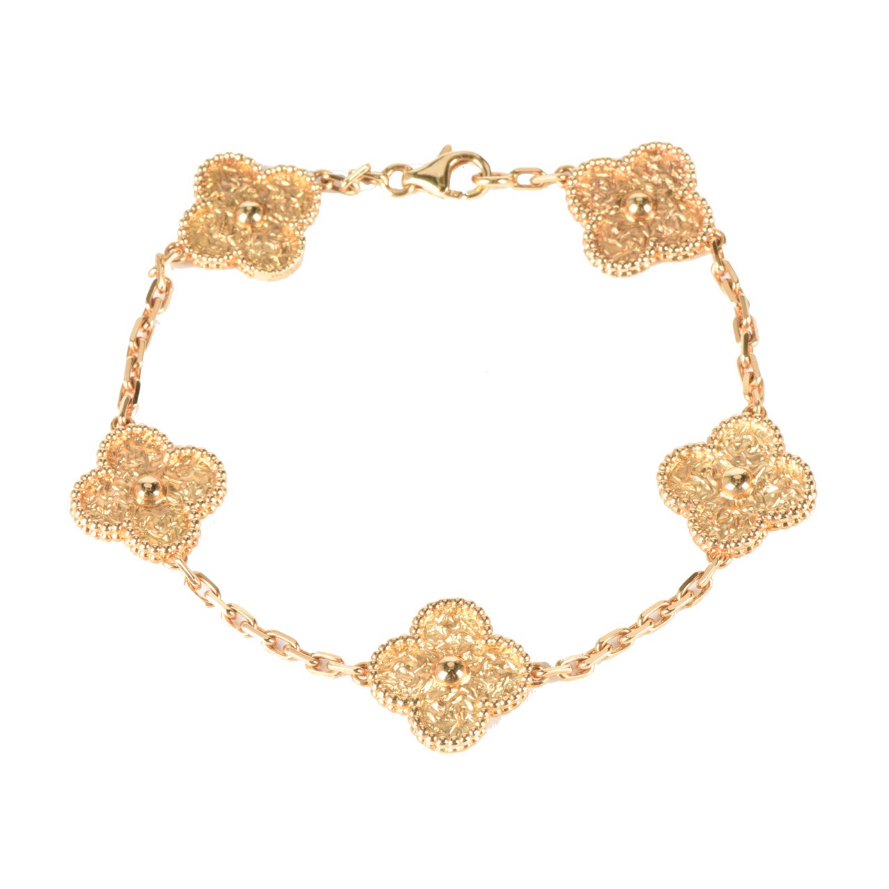 [9.9新]梵克雅宝vca女士750黄金四叶草五花手链alhambra系列