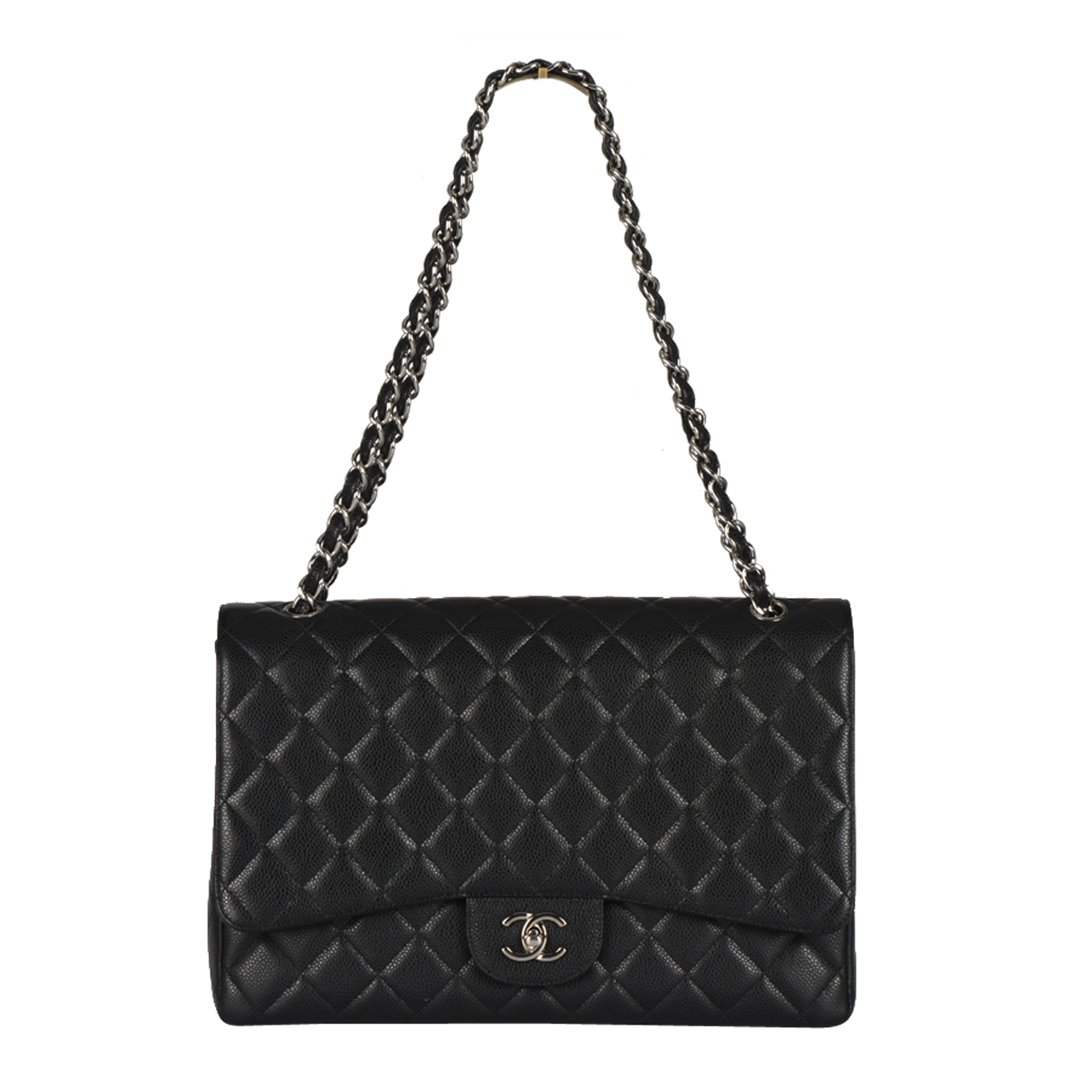 [9.5新]香奈儿chanel女士黑色荔枝牛皮单肩包maxi系列20000999