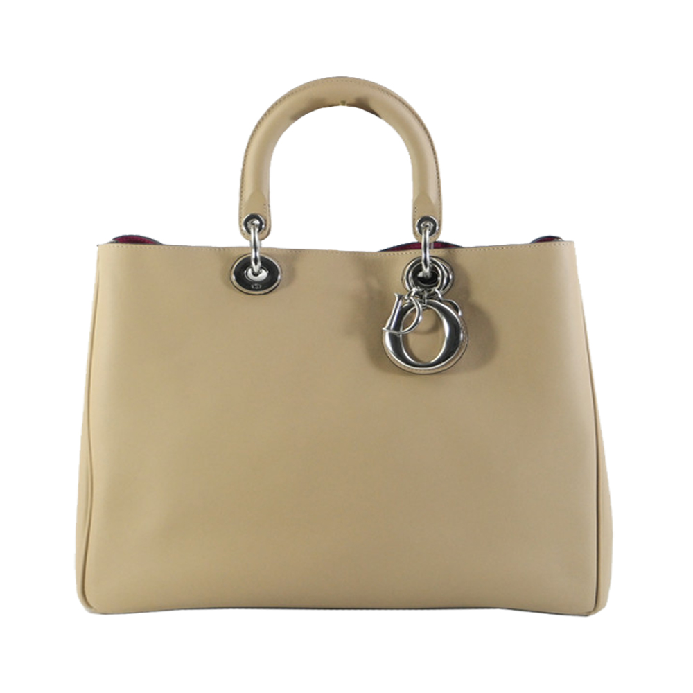 【95新】dior diorissimo米色牛皮拼玫红大号两用包 b1603250001