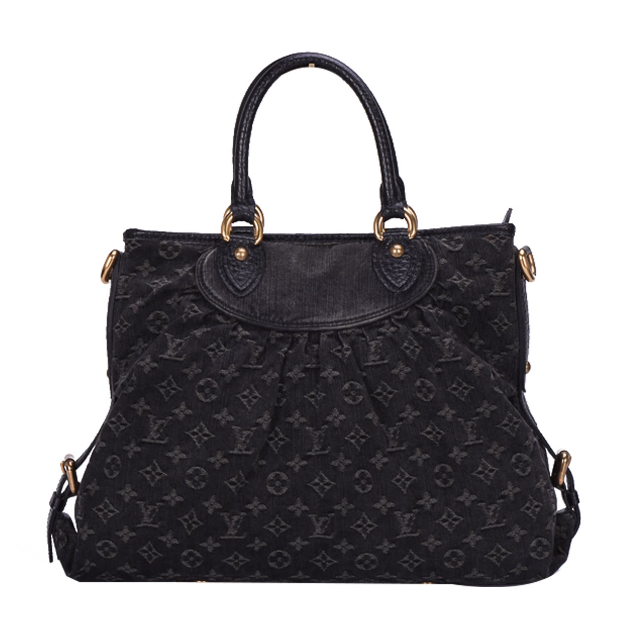 [9.5新]路易威登lv女士黑灰色牛仔布两用包10007942