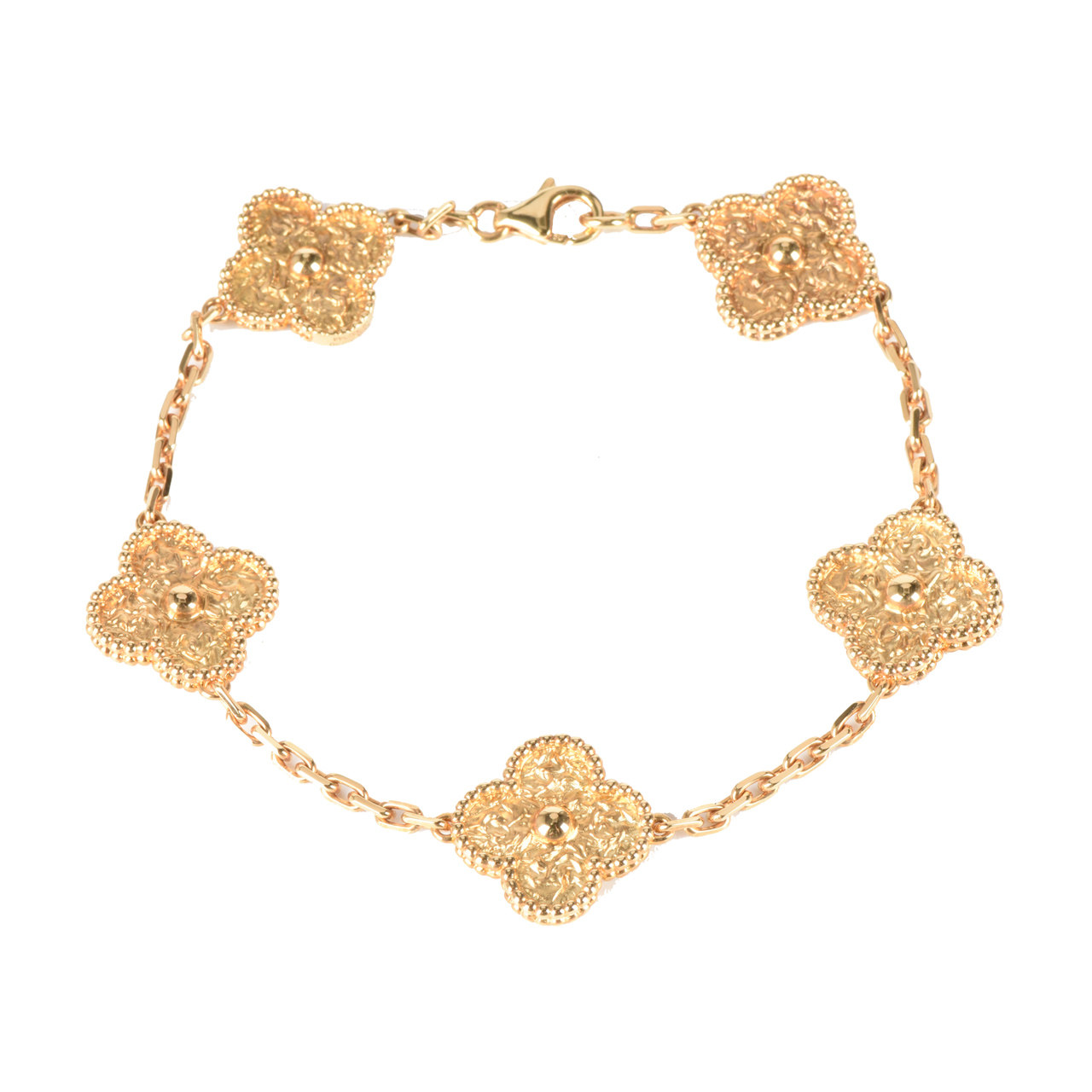 [9.9新]梵克雅宝vca女士750黄金四叶草五花手链alhambra系列