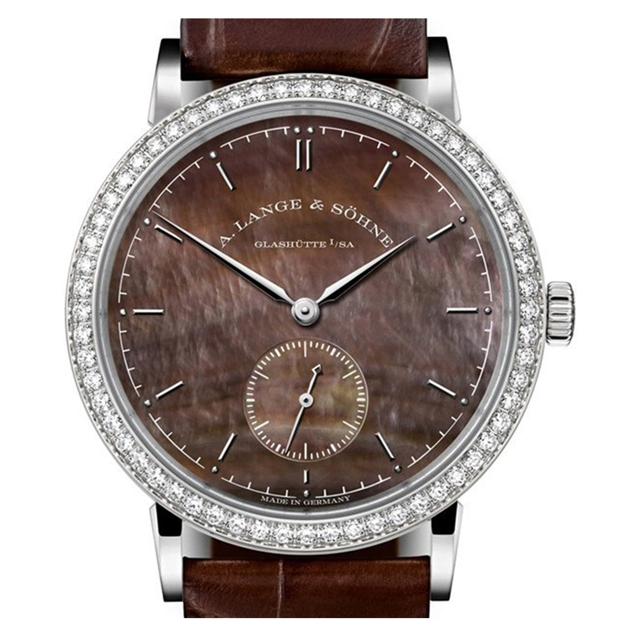 [9.5新]朗格手动机械女表萨克森系列白金镶钻