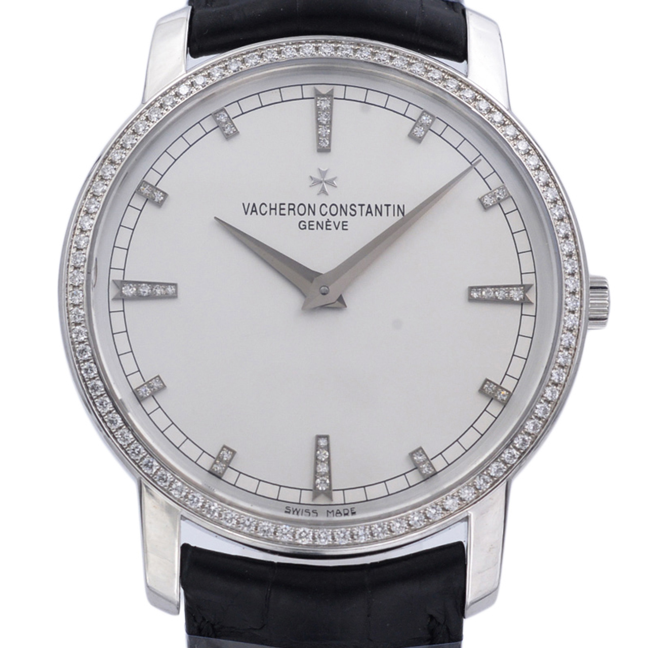 [9.5新]江诗丹顿手动机械男表白金镶钻