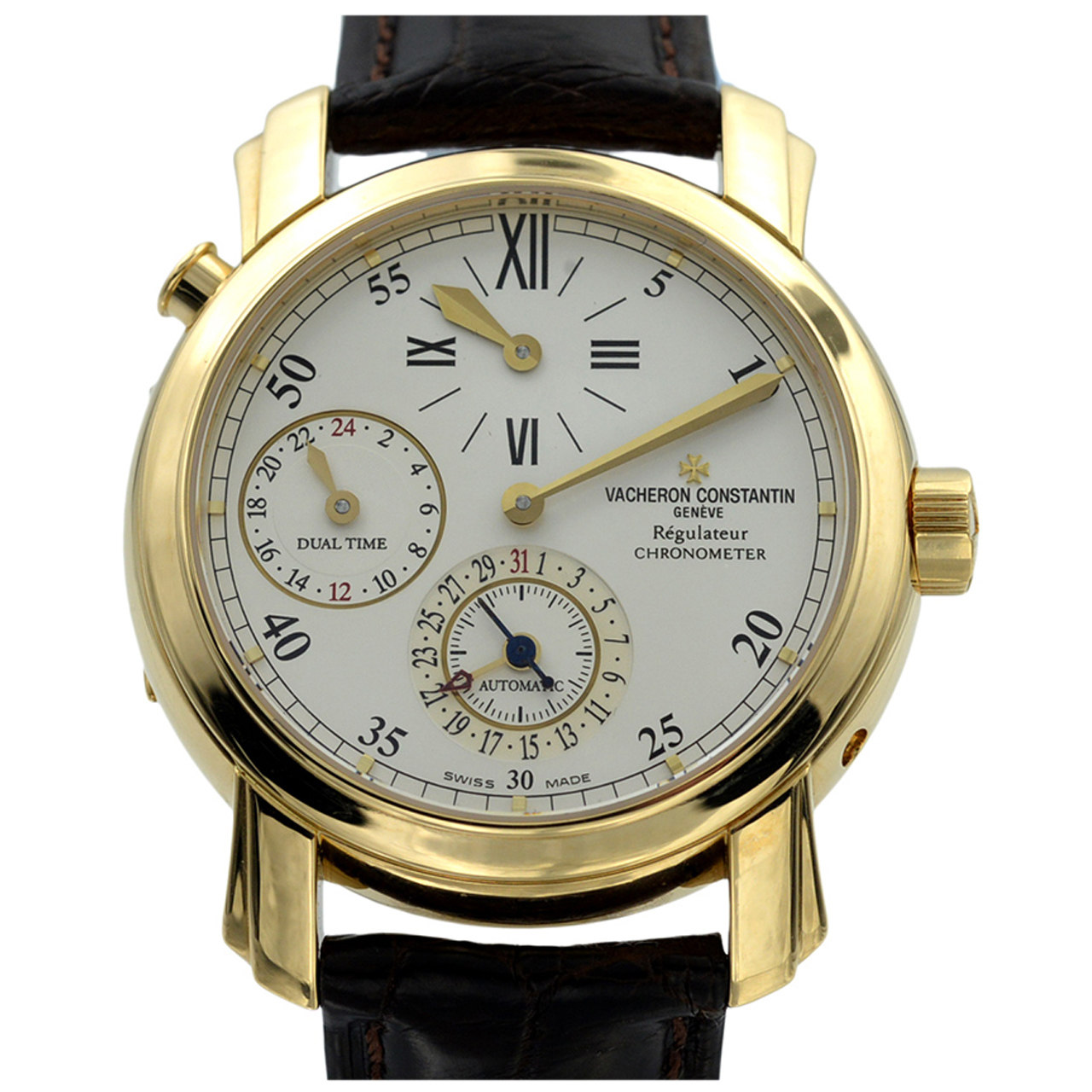 价格[9.5新]江诗丹顿自动机械男表马耳他系列日期双时区黄金