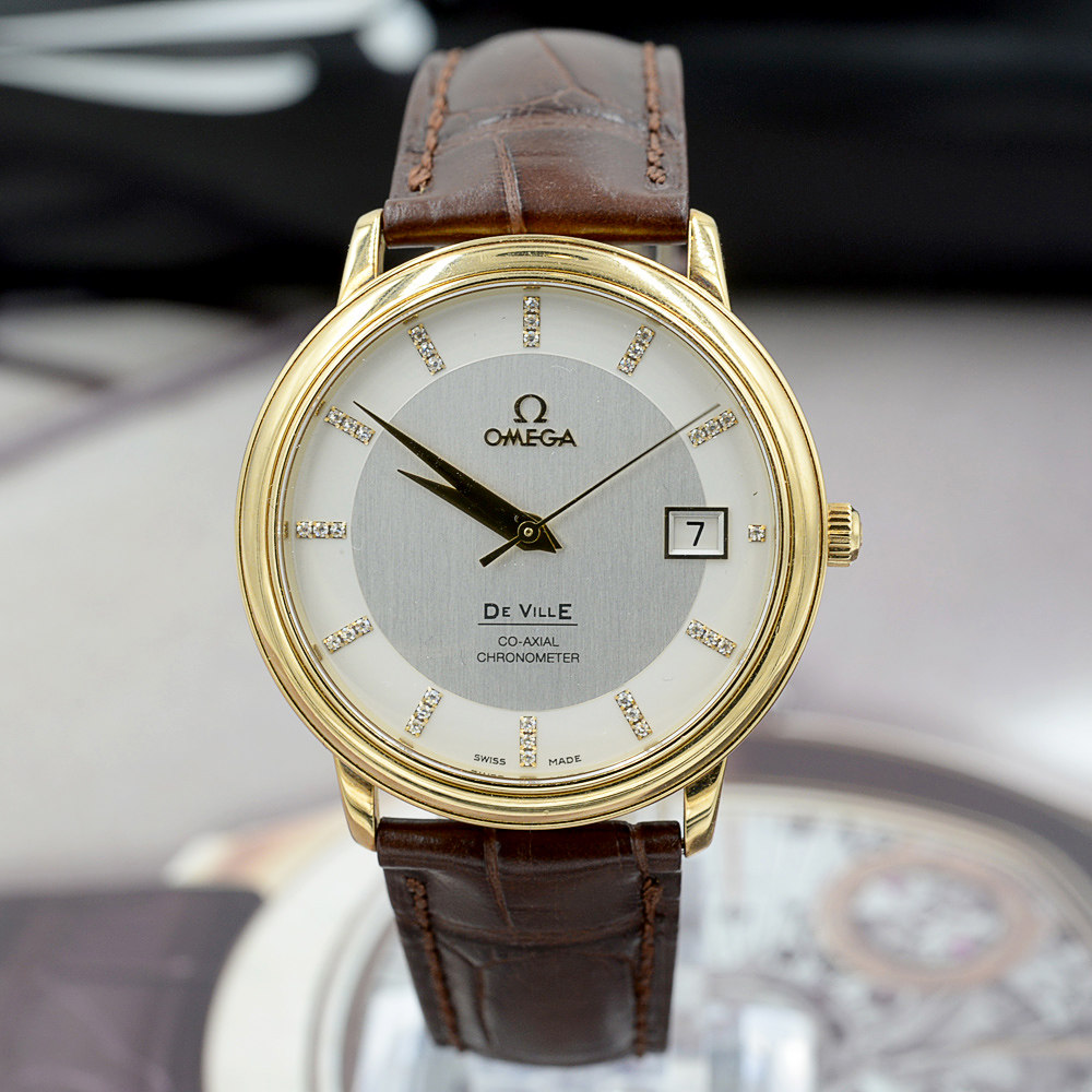 【中古】omega/欧米茄 蝶飞系列18k黄金镶钻石自动机械男表