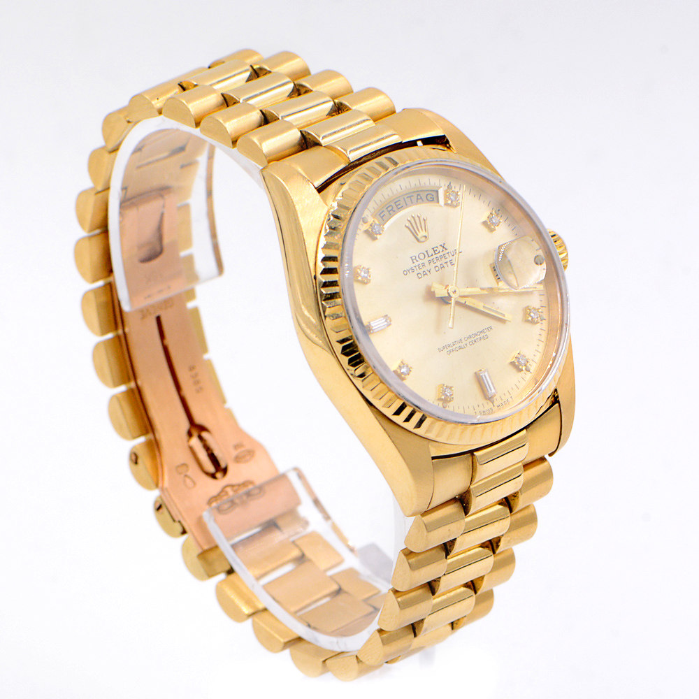 【中古】rolex/劳力士 18k黄金镶钻 自动机械男表