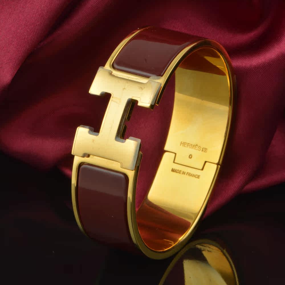 【中古】未使用hermes/爱马仕 珐琅面宽版手镯