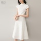 晚白2024夏季新款新中式淑女裙纯色减龄通勤裙子白色连衣裙女气质