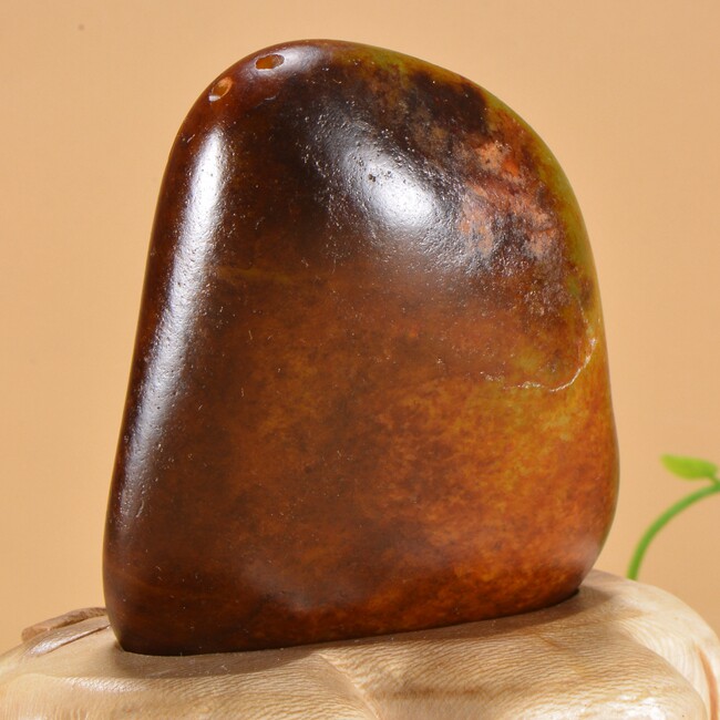 和田玉 枣红皮 锦上添花 摆件262克