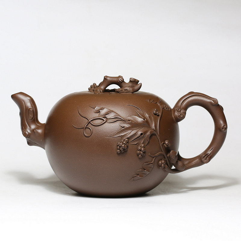 极致花器 极品家藏老紫泥 薛锋 《松鼠葡萄》