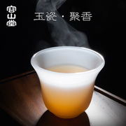 Rongshantang Jade Porcelain Tea Cup Master Cup Single Cup Glass White Porcelain Imitation Jade Glass Build Cup Kung Fu Tea Set