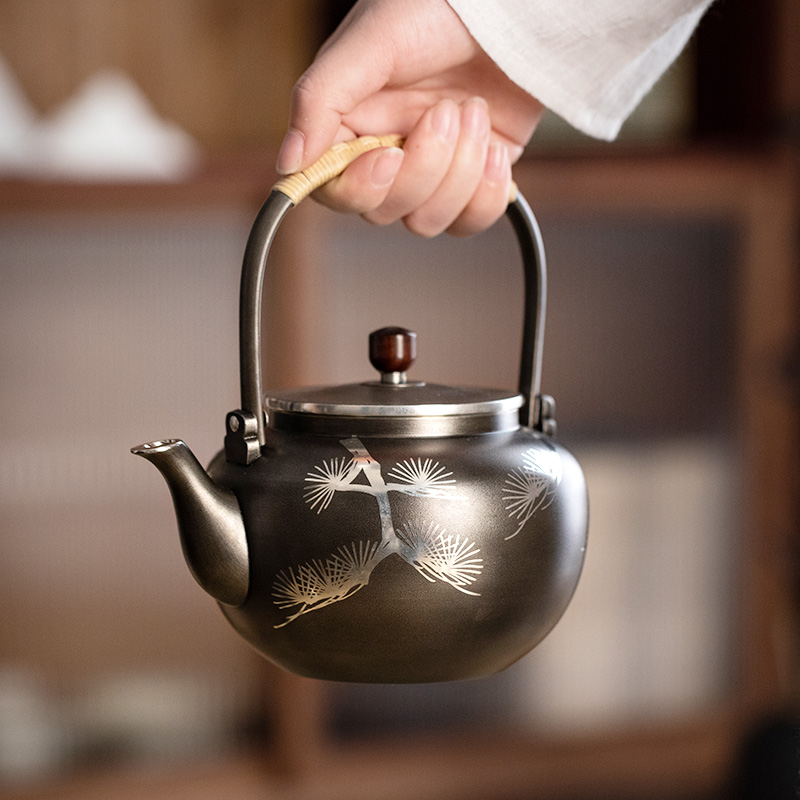 同合日本进口大阪锡器松纹锡壶匠师脱蜡法手作日式煮水壶高档茶壶