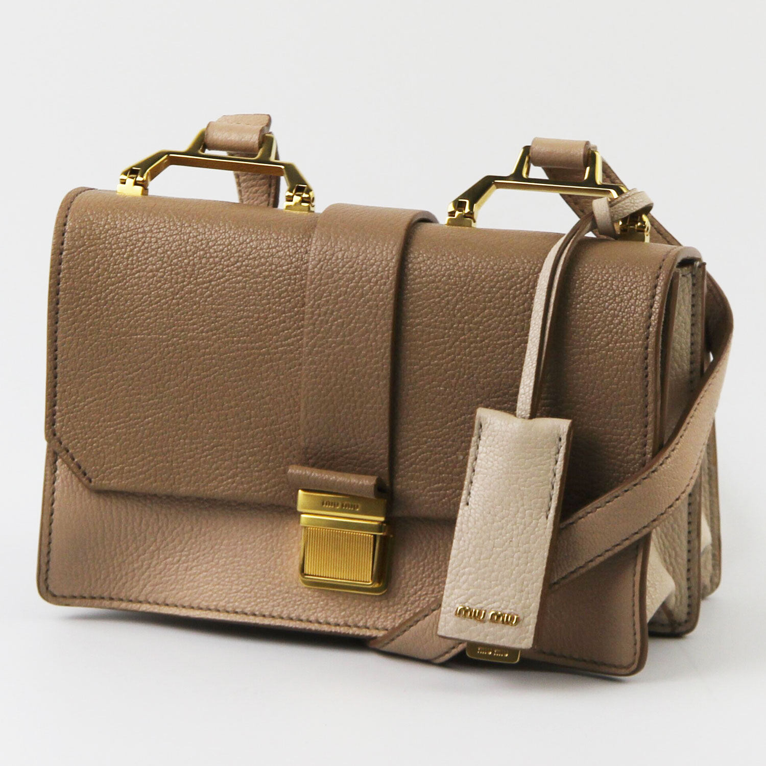 [9.5成新]缪缪miumiu裸色拼接小号风琴单肩挎包