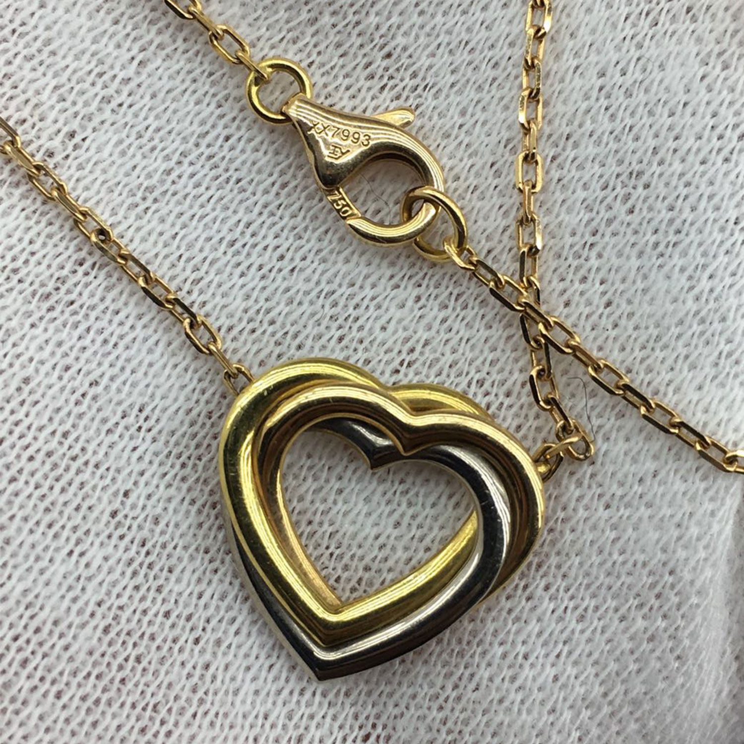 [9.5新]cartier卡地亚三色金心形女士吊坠项链