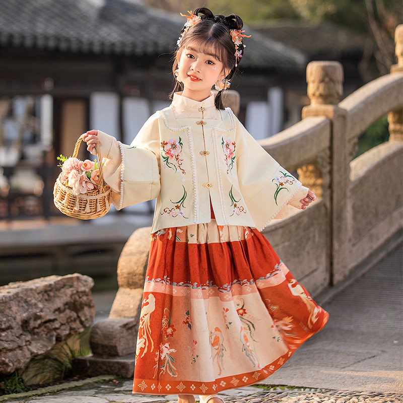 汉服女童明制秋冬高端原创儿童古装中国风超仙小女孩马面裙套装