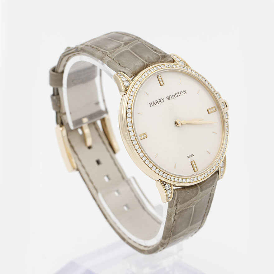 [即拍即得][9.5新]海瑞温斯顿harry winston男士石英腕表sen13493