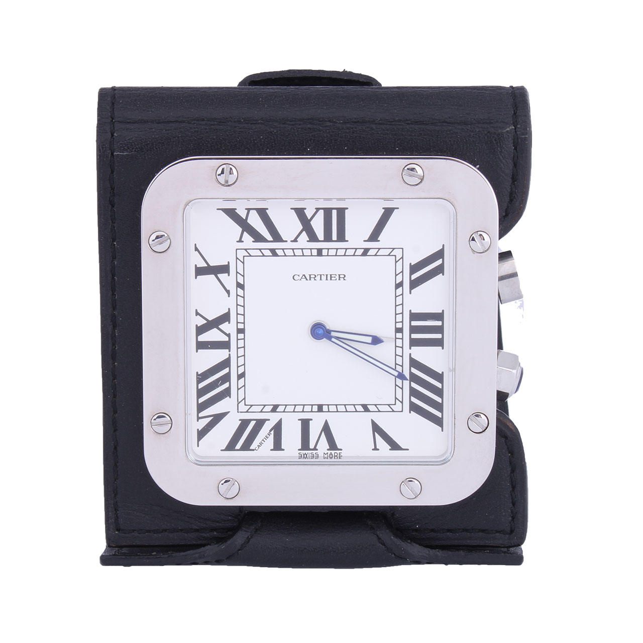 [9.5新]卡地亚cartier精钢石英闹钟#r11162