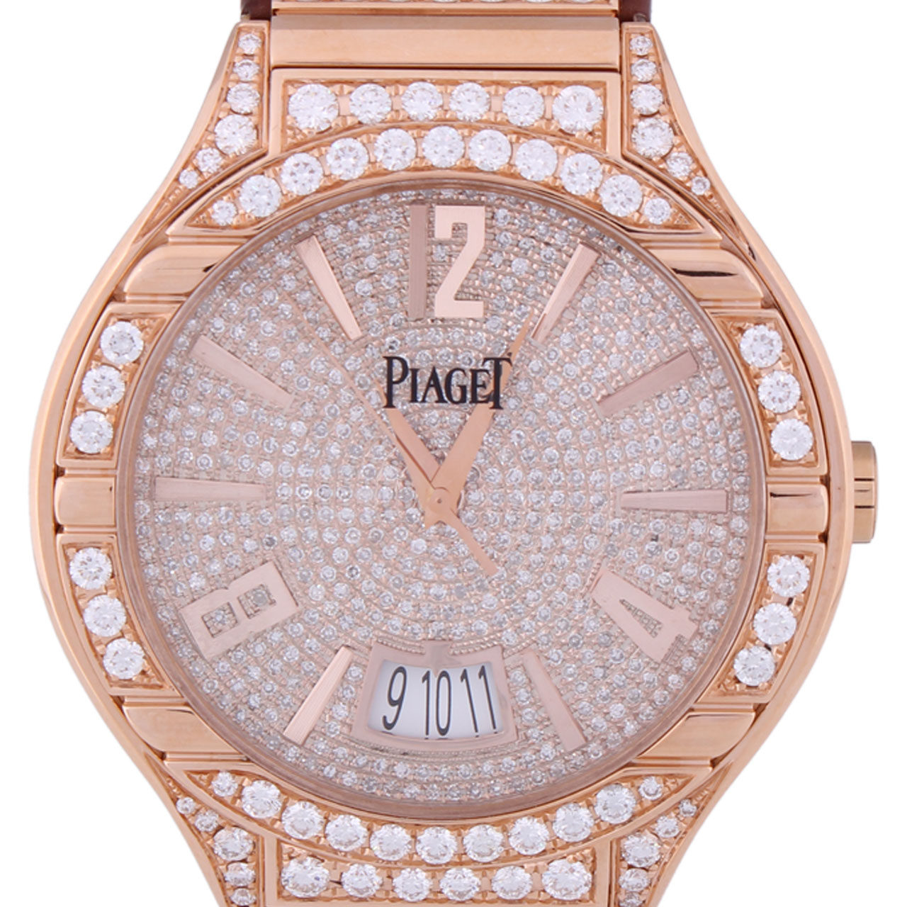 【9.5新】piaget/伯爵 18k玫瑰金 后镶钻 自动机械 男表