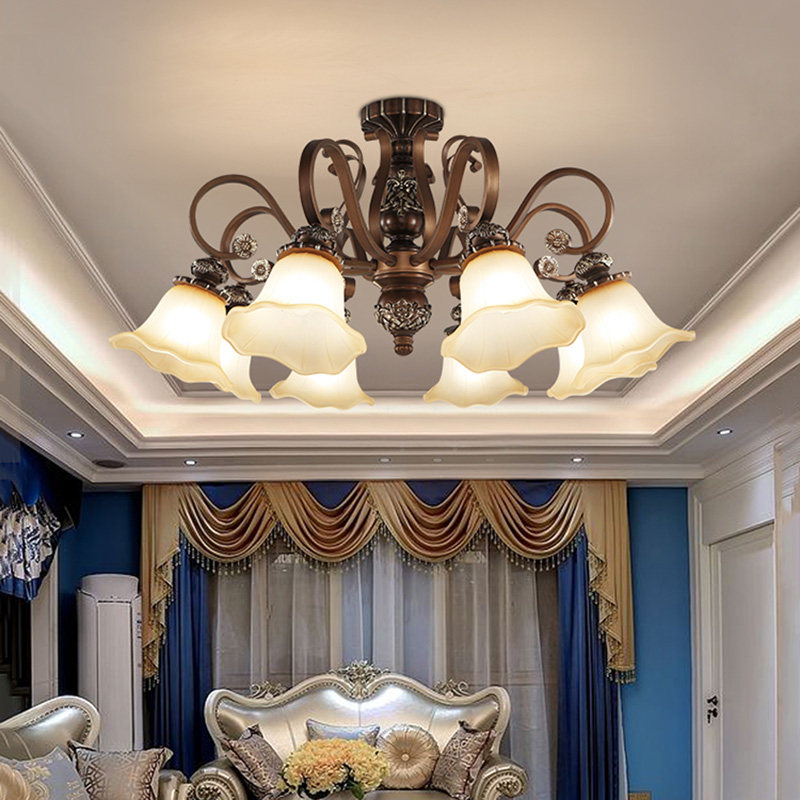 客厅吸顶吊灯美式乡村树脂灯欧式复古奢华大气餐厅卧室书房铁艺灯