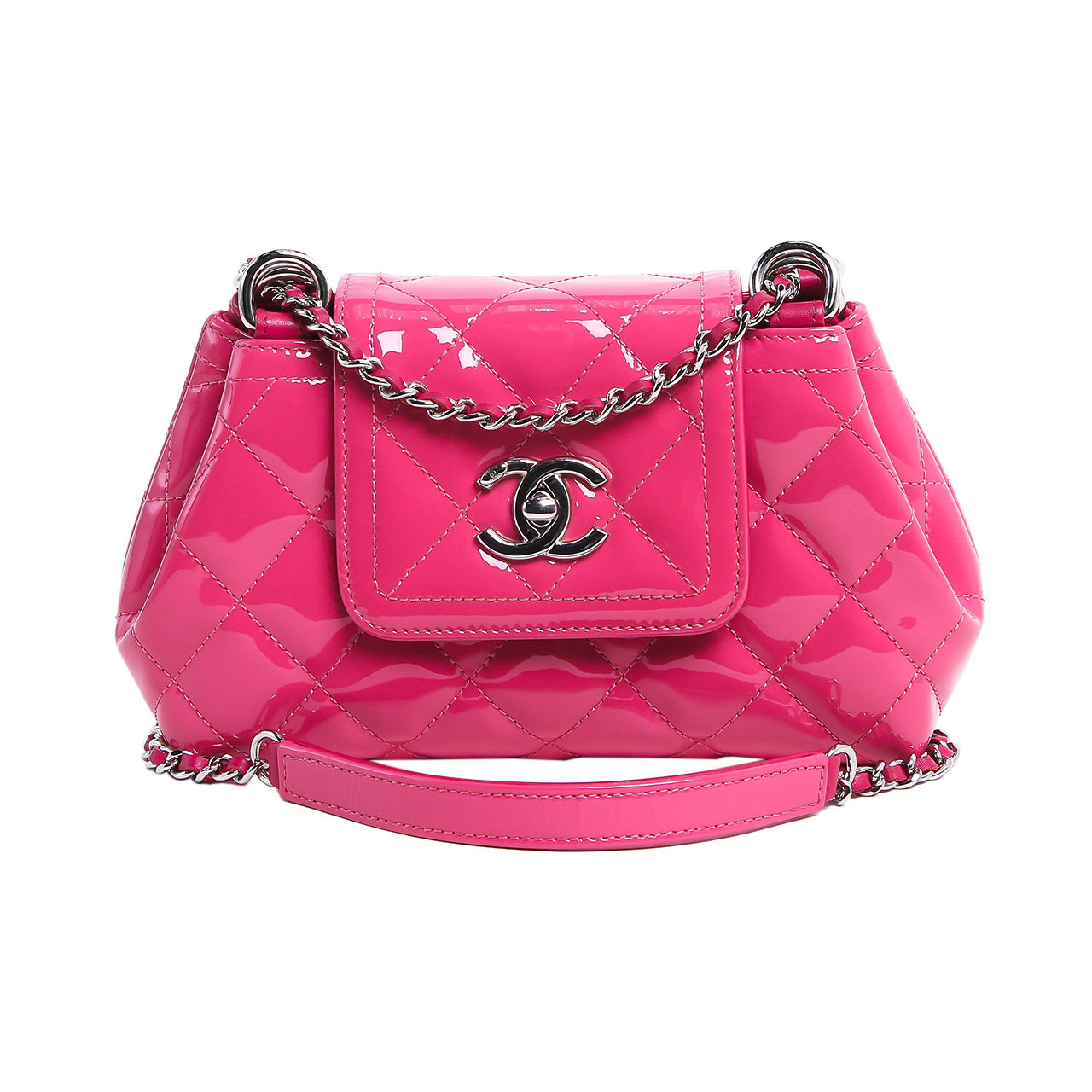 [即拍即得][9.8新]香奈儿chanel女士漆皮cf迷你单肩包高端好货