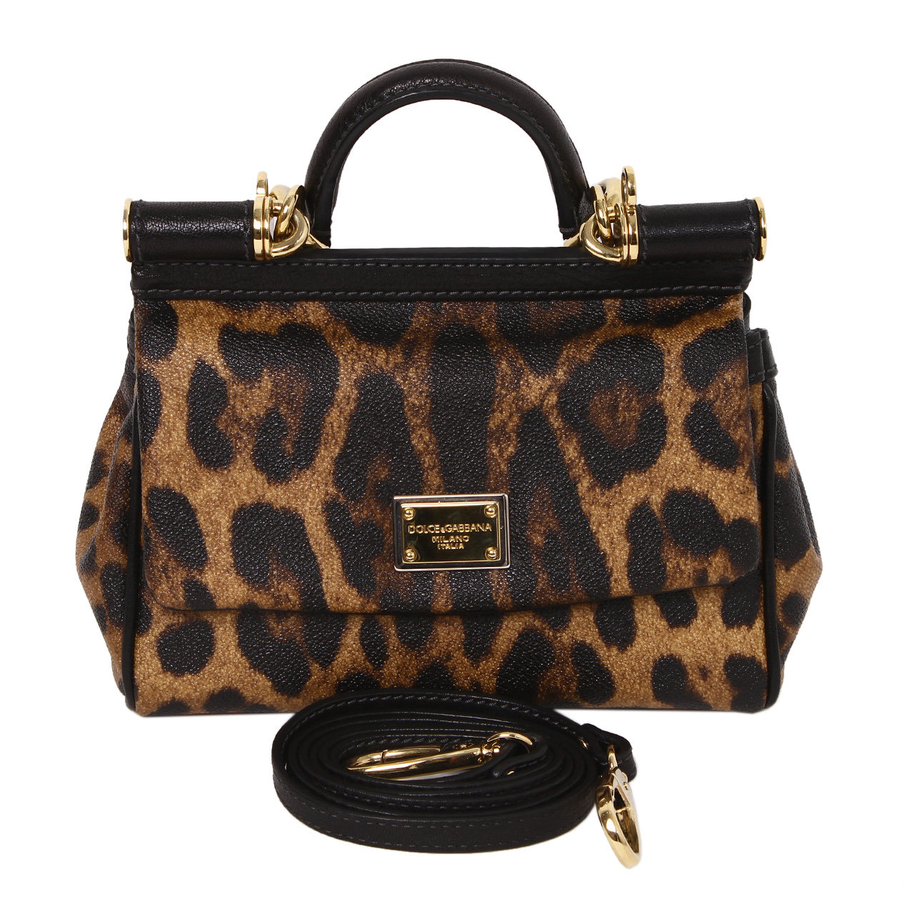 [9.5新]杜嘉班纳dg女士手提单肩斜挎包牛皮豹纹按扣