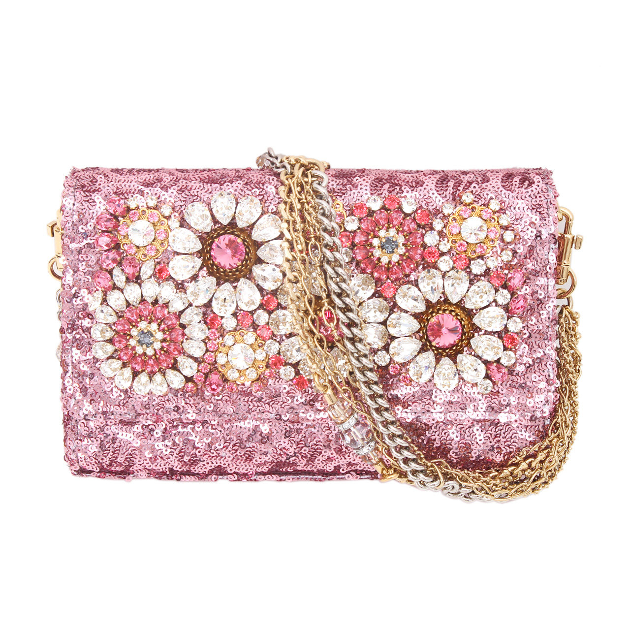 [9.9新]杜嘉班纳dg女士手工刺绣亮片镶水晶钻限量款手提单肩包