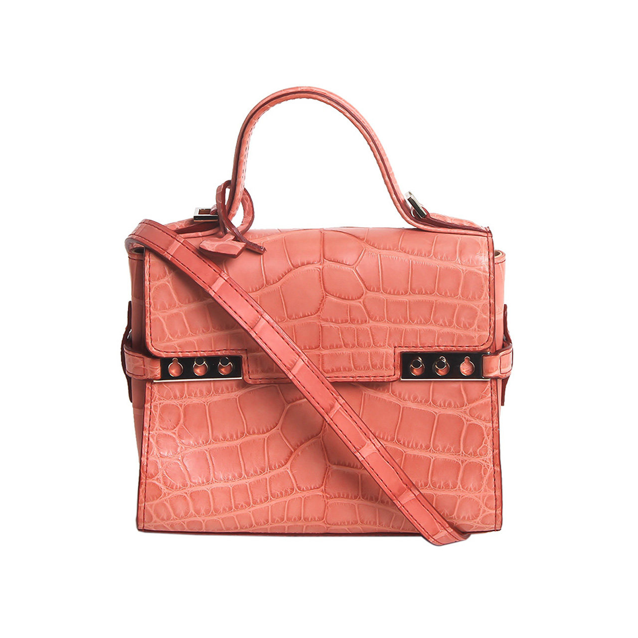 [9.9新]德尔沃delvaux女士鳄鱼皮tempete迷你手提单肩斜挎包