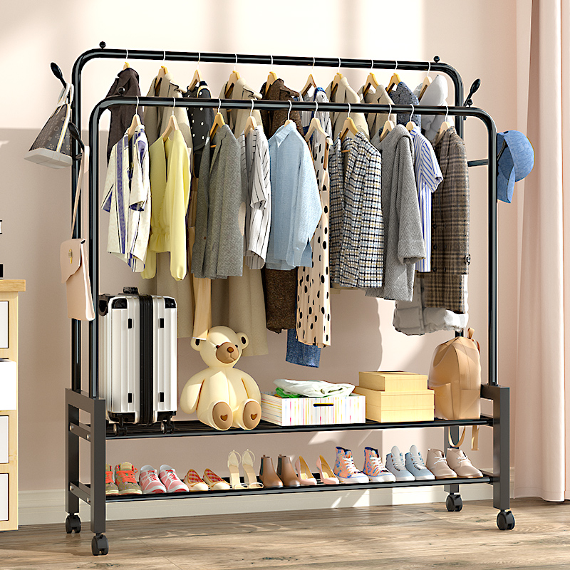 晾衣架落地卧室家用挂衣架凉衣杆折叠室内简易置物阳台晒衣服架子