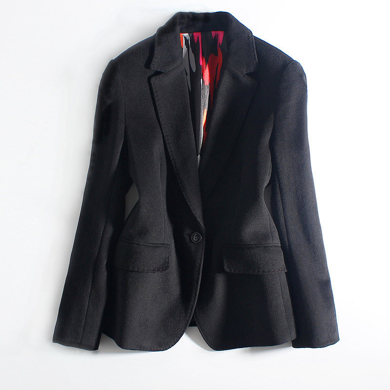 秋冬新款羊毛小西装女短款韩版修身显瘦ol呢子外套一粒扣羊绒西服