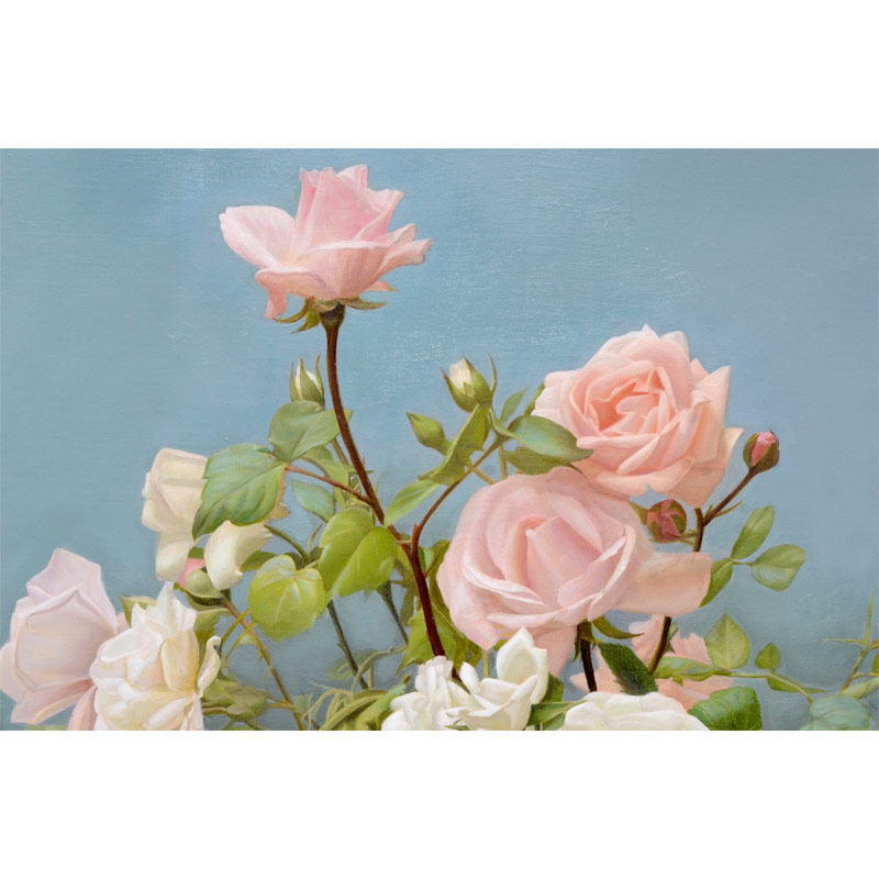 赵国生 《月季花(方)》 布面超写实油画