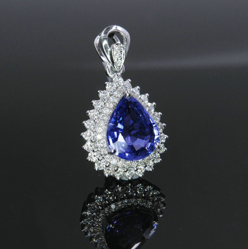国际证书 2.22克拉 18k金无烧蓝紫色蓝宝石吊坠 火彩好 永久保修