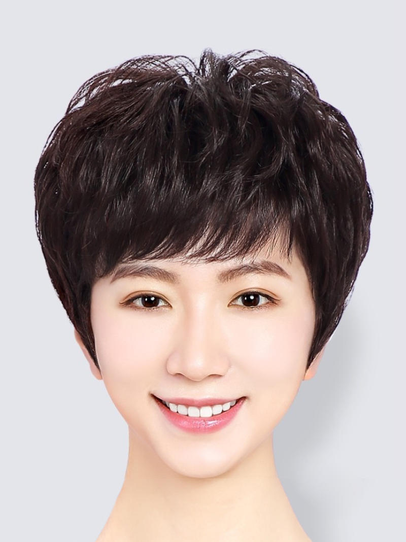 老年人假发女短发奶真旗舰店适合圆脸化疗后士光头专用高档中长款
