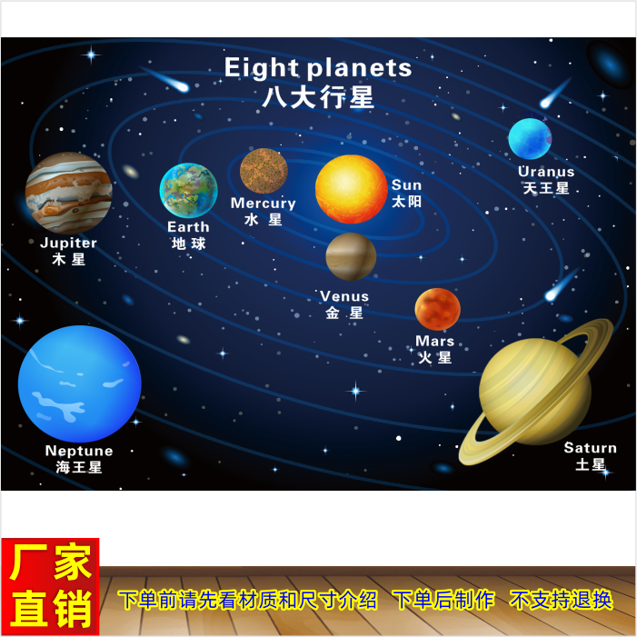 太阳系八大行星海报 家Z居学校教育知识参照图 校园天文知识墙贴
