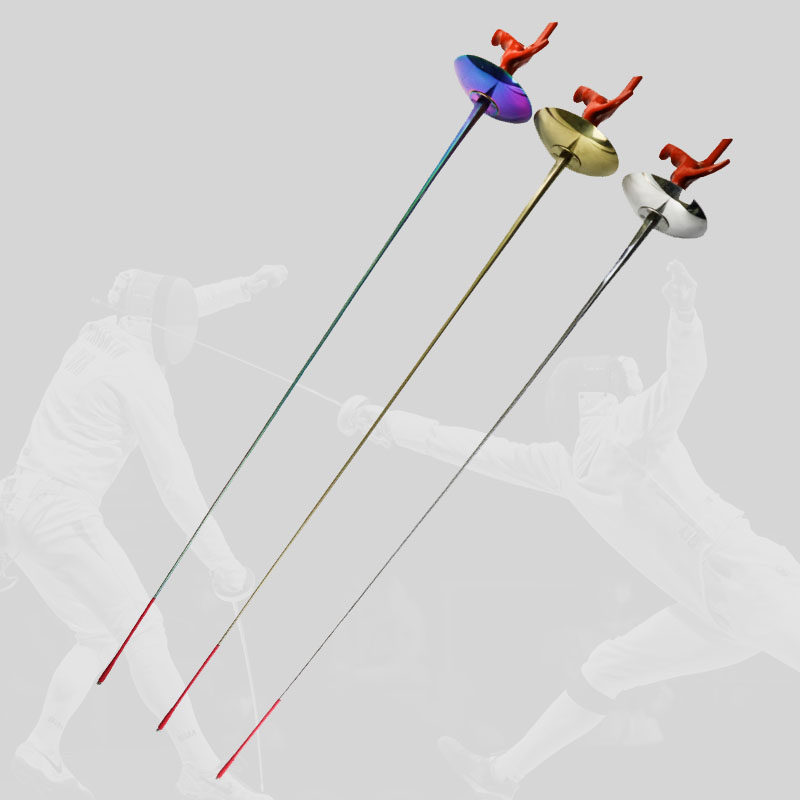 击剑器材枪柄电动花剑不锈金色彩色花剑儿童成人训练比赛cfa认证