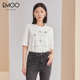 EMOO杨门镶钻白色短袖圆领T恤女夏季新款时尚休闲宽松上衣