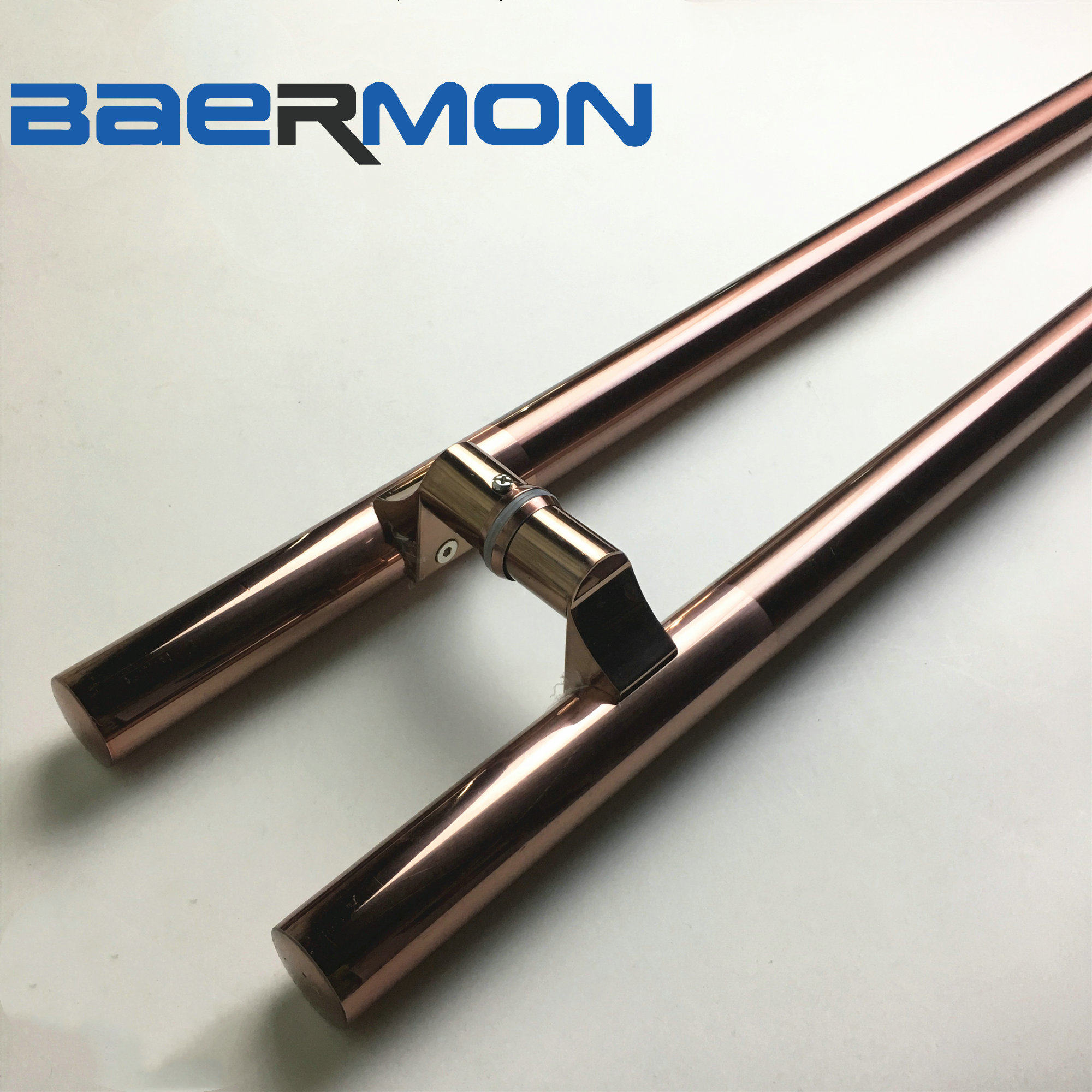 玻璃门拉手不锈钢把手拐脚圆管黑钛玫瑰金黑色斜偏位有框门马蹄脚