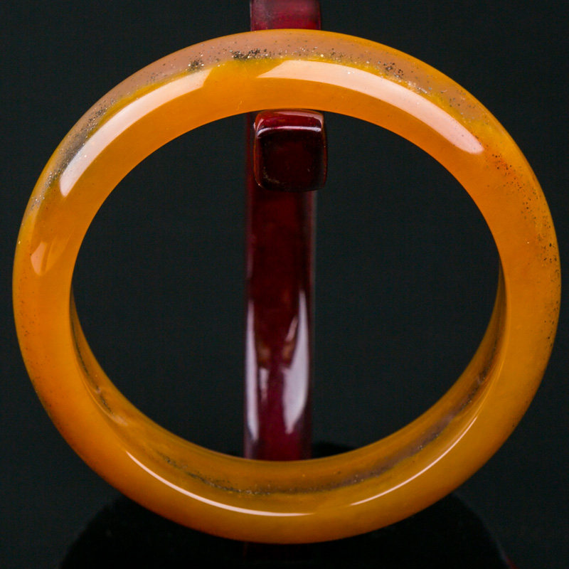 纯天然a货黄龙玉 山金沙料手镯 55.3g 圈口:54mm