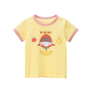 韩版童装夏季新品纯棉优质面料女童夏装卡通可爱短袖T恤宝宝衣服
