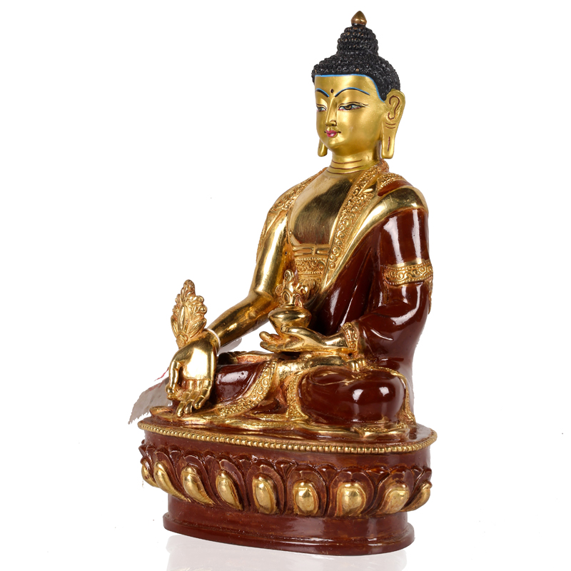 铜鎏金药师佛铜像 做工精细 佛法加持