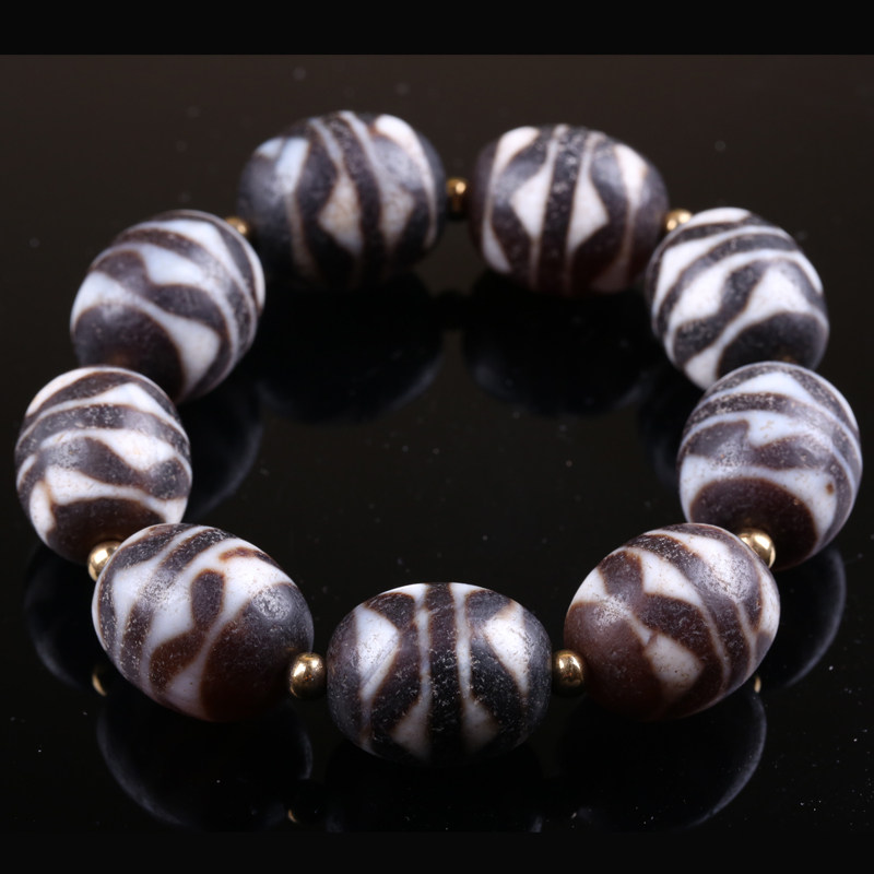 珍品黑白玛瑙珠手串 新年转运 佛法加持